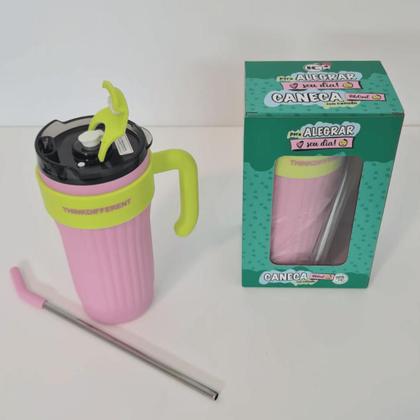 Imagem de Caneca Copo Térmico 860ml Aço Inox com Tampa Canudo e Alça