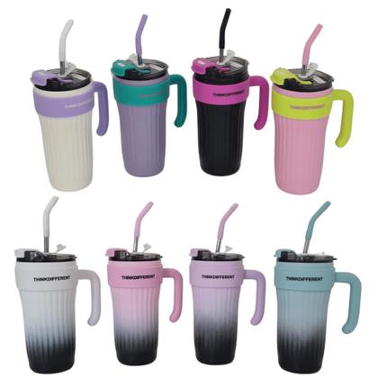 Imagem de Caneca Copo Térmico 860ml Aço Inox com Tampa Canudo e Alça