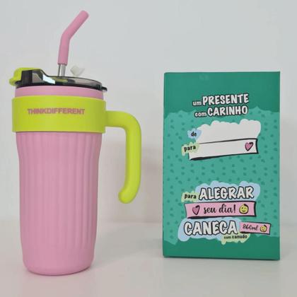 Imagem de Caneca Copo Térmico 860ml Aço Inox com Tampa Canudo e Alça