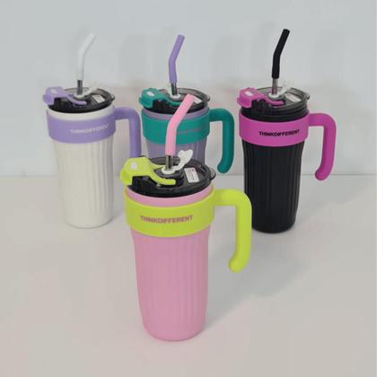 Imagem de Caneca Copo Térmico 860ml Aço Inox com Tampa Canudo e Alça