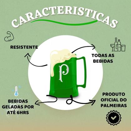 Imagem de Caneca Copo Verde Gel 300ml Térmica Chopp Cerveja Time Clube Escudo Palmeiras Oficial Selo