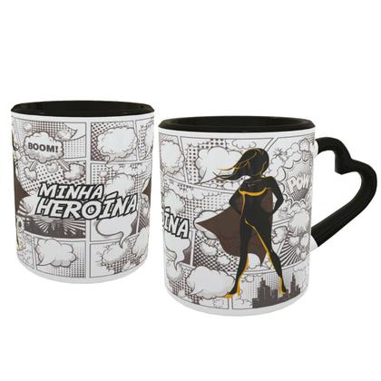 Imagem de Caneca Coração Casal Heróis Presente Namorados Geek