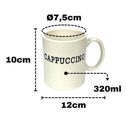 Imagem de Caneca Cremona Cerâmica Branco P/Cappuccino Café Chá 320ml