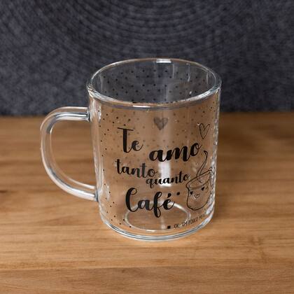 Imagem de Caneca de Café Te Amo Vidro Transparente 220ml Xícara Lyor