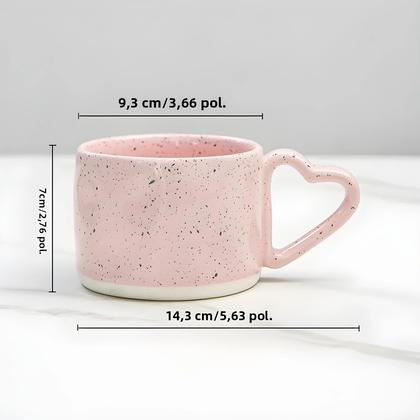 Imagem de Caneca De Cerâmica Em Forma De Coração Rosa 300ML Estilo Coreano Com Alça Para Café Da Manhã, Leite,