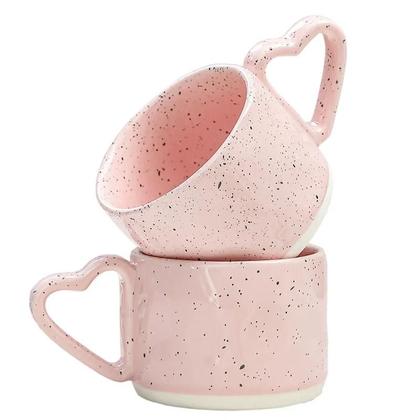 Imagem de Caneca De Cerâmica Em Forma De Coração Rosa 300ML Estilo Coreano Com Alça Para Café Da Manhã, Leite,