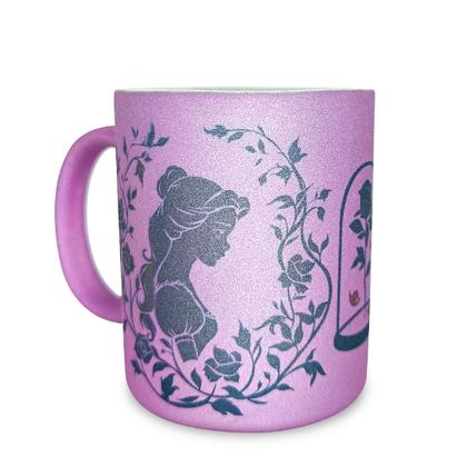 Imagem de Caneca de ceramica glitter rosa bella a bella e a fera