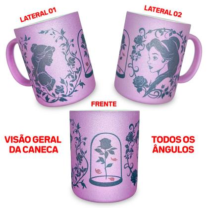 Imagem de Caneca de ceramica glitter rosa bella a bella e a fera