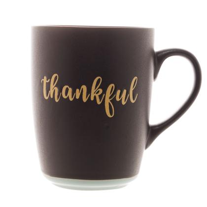 Imagem de Caneca de Cerâmica Thankful Preto Matt/Azul 340 ml