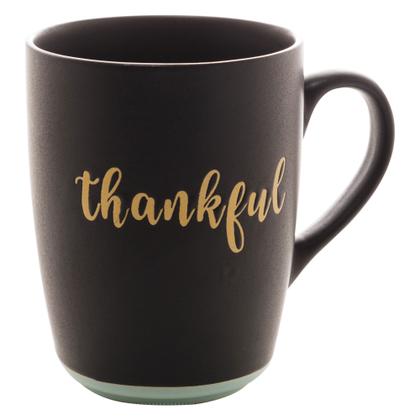 Imagem de Caneca de Cerâmica Thankful Preto Matt/Azul 340 ml