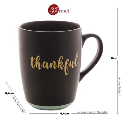 Imagem de Caneca de Cerâmica Thankful Preto Matt/Azul 340 ml