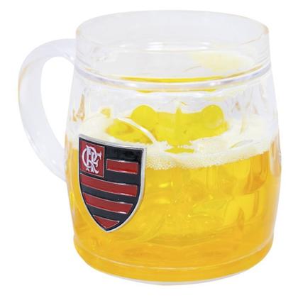 Imagem de Caneca de Cerveja Flamengo 400ml Base Grossa e Escudo de Metal