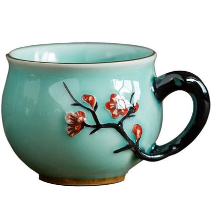 Imagem de Caneca De Chá De Cerâmica Com Padrão De Ameixa, Pequenas Canecas De Café Com Alça, Conjunto De Chá