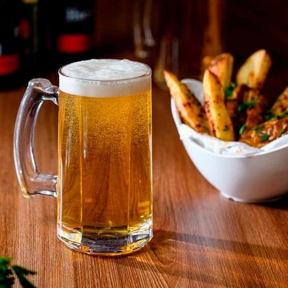 Imagem de Caneca De Chopp Cerveja 380 Ml Kit 4 Unidades Conjunto Copos De Vidro Com Alça