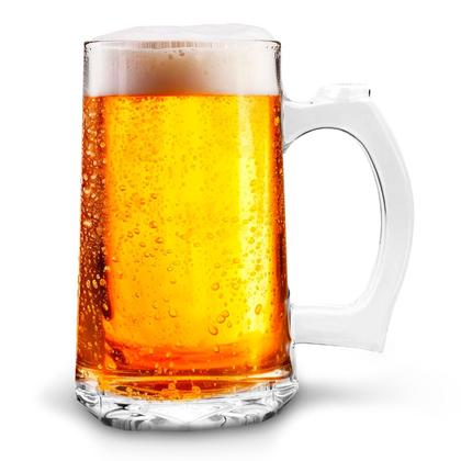 Imagem de Caneca De Chopp Cerveja 380 Ml Kit 4 Unidades Conjunto Copos De Vidro Com Alça
