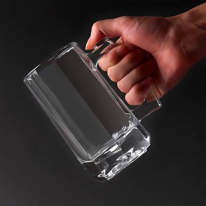 Imagem de Caneca De Chopp Cerveja 380 Ml Kit 4 Unidades Conjunto Copos De Vidro Com Alça