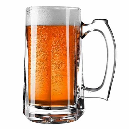 Imagem de Caneca De Chopp Cerveja 380 Ml Kit 4 Unidades Conjunto Copos De Vidro Com Alça