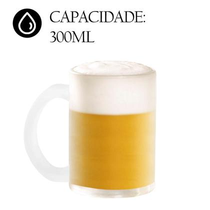 Imagem de Caneca De Chopp cerveja Fosca Vidro Jateado 300ml Pequena Para Bar Restaurante Churrasco Material Resistente