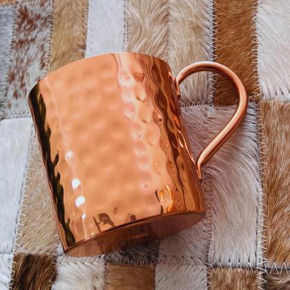 Imagem de Caneca de Cobre 350 ml (Martelada / Sem Borda / Alças de Cobre)