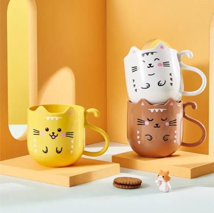 Imagem de Caneca De Gato Cat Gatinho Fofo Copo Plástico Chá Café 300ml