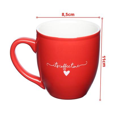 Imagem de Caneca de Porcelana 300ml Hauskraft Lamour Vermelha para Café ou Chá