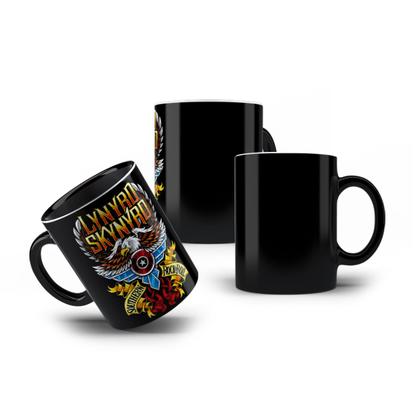 Imagem de Caneca de Porcelana Preta Banda Lynyrd Skynyrd Rock Clássico