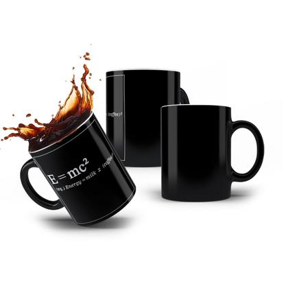 Imagem de Caneca de Porcelana Preta Fórmula da Energia EMC2 Einstein