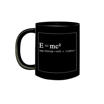 Imagem de Caneca de Porcelana Preta Fórmula da Energia EMC2 Einstein
