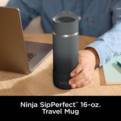 Imagem de Caneca de viagem Ninja Sip Perfect 473ml em aço inoxidável ônix preta