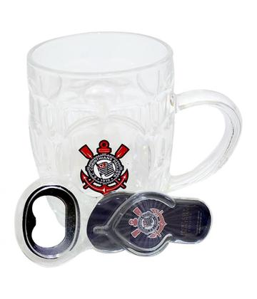 Imagem de Caneca de Vidro 280 Ml Com Abridor de Garrafa - Corinthians