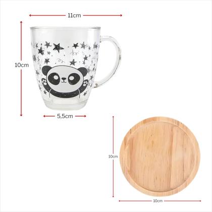 Imagem de Caneca de Vidro Estampada Funny 350ml Decoradas Com Pires de Bambu