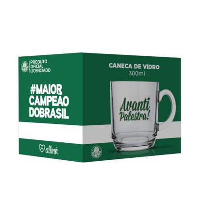 Imagem de Caneca de vidro Palmeiras 300ml na Caixa - Allmix