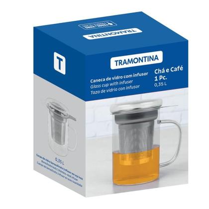 Imagem de Caneca De Vidro Tramontina Com Infusor Em Aço Inox De Chá 350ml 61762040