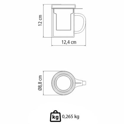 Imagem de Caneca De Vidro Tramontina Com Infusor Em Aço Inox De Chá 350ml 61762040