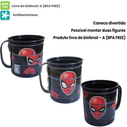 Imagem de Caneca Divertida Homem Aranha Lanche Infantil Plasutil