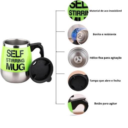 Imagem de Caneca Elétrica Mixer Automática Copo Misturador Bule Liquidificador Shake Whey 400Ml Portátil Verde