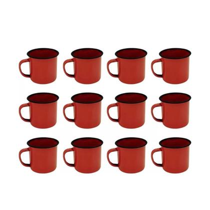 Imagem de Caneca Esmaltada Retro 350Ml Vermelha Vintage Jogo 36 Pcs