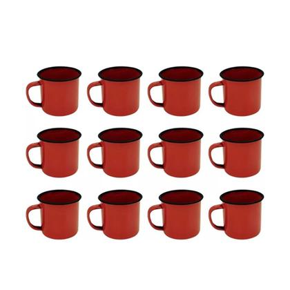 Imagem de Caneca Esmaltada Retro 80ml Vermelha Vintage Jogo 36 Pcs