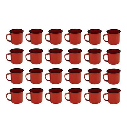 Imagem de Caneca Esmaltada Retro 80Ml Vermelha Vintage Jogo 36 Pcs