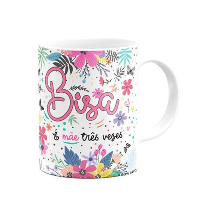 Imagem de Caneca Floral Família - Bisa, é mãe três vezes