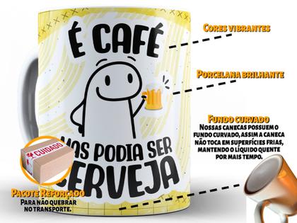 Imagem de Caneca Flork É Café Divertida Porcelana Xícara 325ml + Caixa Presente