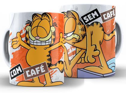 Imagem de Caneca Garfield Com Café Divertida Porcelana Xícara 325ml + Caixa Presente