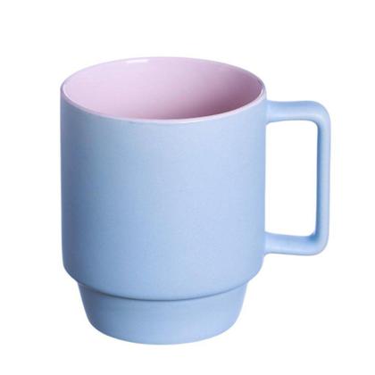 Imagem de Caneca Gratidão Empilhável Porcelana Azul E Rosa 400ML - Zona Criativa