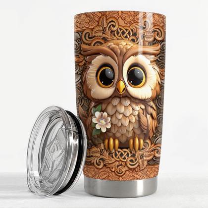 Imagem de Caneca isolada de coruja de aço inoxidável SANDJEST de 20 onças