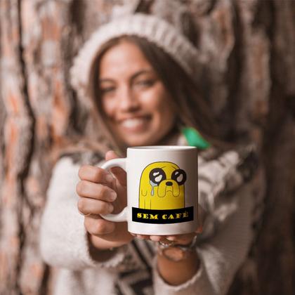Imagem de Caneca Jake Hora de Aventura Com Café Sem Café Porcelana