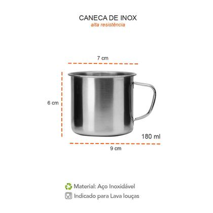 Imagem de Caneca Mini Pequena 180ml Xicara Aço Inox 10un