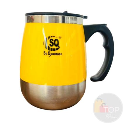 Caneca Mixer Misturador Inox Automática 400ml Copo Térmico Mixer de Bebidas Café Suco Shake COR:AMARELO - S&Q Imagem de Caneca Mixer Misturador Inox Automática 400ml Copo Térmico Mixer de Bebidas Café Suco Shake COR:AMARELO