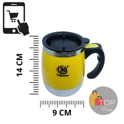 Caneca Mixer Misturador Inox Automática 400ml Copo Térmico Mixer de Bebidas Café Suco Shake COR:AMARELO - S&Q Imagem de Caneca Mixer Misturador Inox Automática 400ml Copo Térmico Mixer de Bebidas Café Suco Shake COR:AMARELO