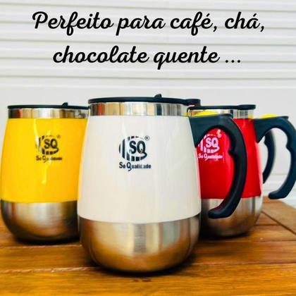 Caneca Mixer Misturador Inox Automática 400ml Copo Térmico Mixer de Bebidas Café Suco Shake COR:AMARELO - S&Q Imagem de Caneca Mixer Misturador Inox Automática 400ml Copo Térmico Mixer de Bebidas Café Suco Shake COR:AMARELO