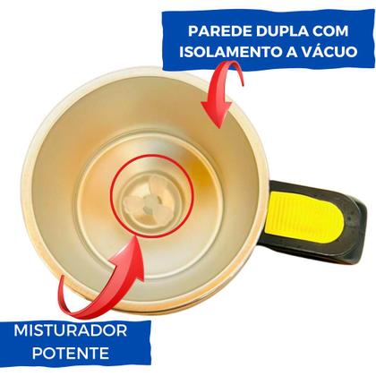 Caneca Mixer Misturador Inox Automática 400ml Copo Térmico Mixer de Bebidas Café Suco Shake COR:AMARELO - S&Q Imagem de Caneca Mixer Misturador Inox Automática 400ml Copo Térmico Mixer de Bebidas Café Suco Shake COR:AMARELO